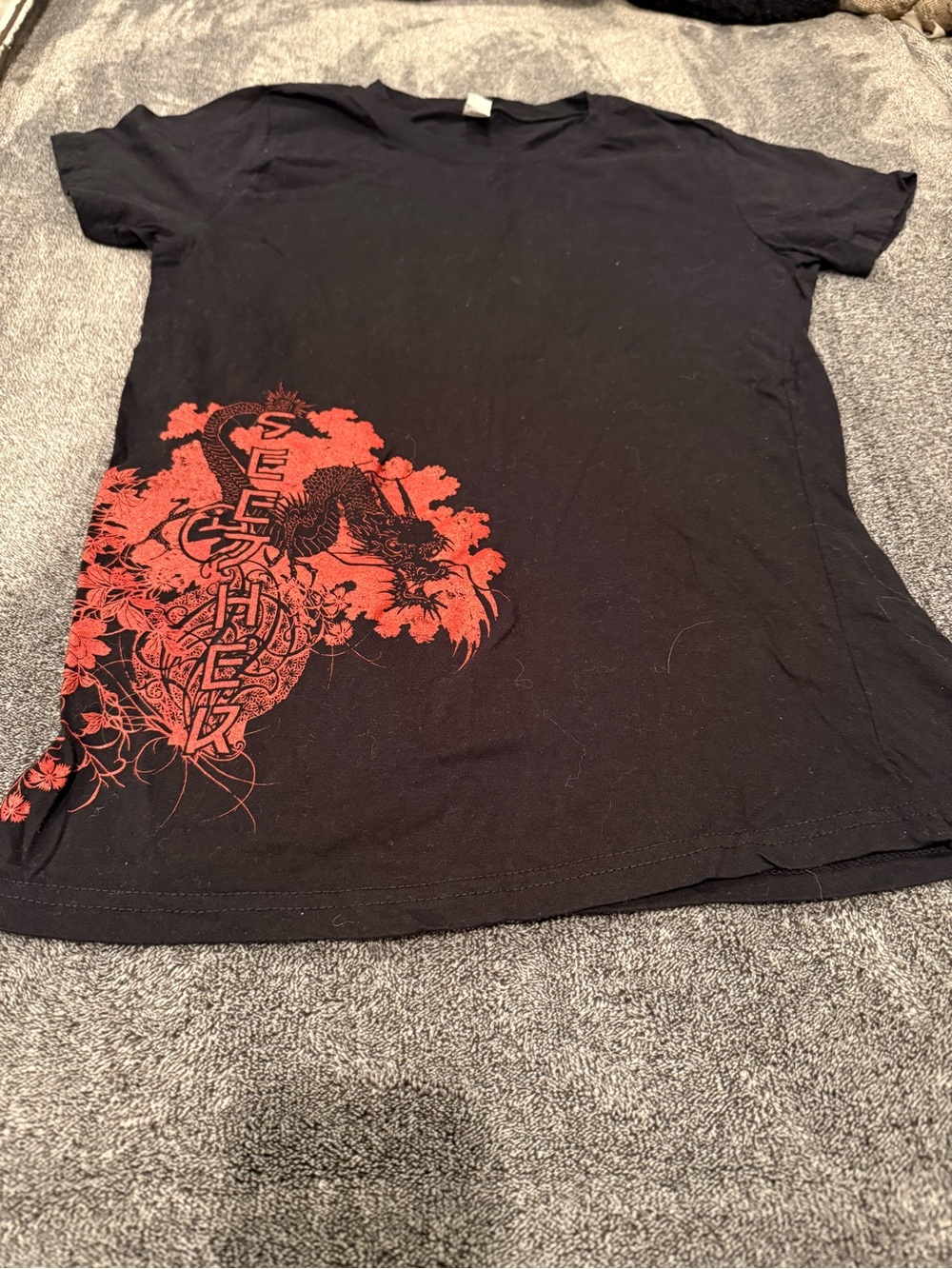 Tultex Black Seether Short-Sleeve Tee with Red Dragon Graphic
